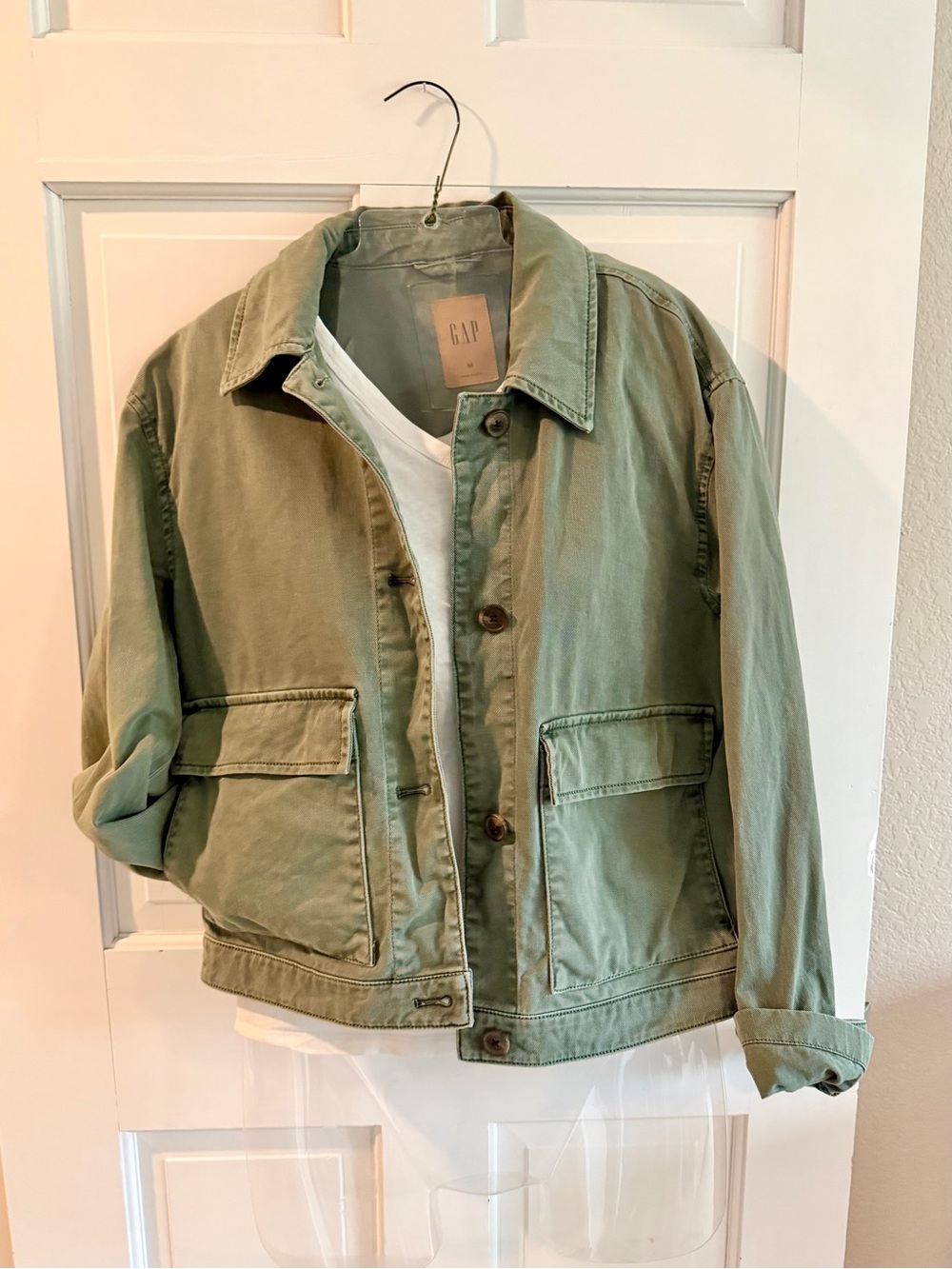 GAP cropped Olive Utility Shirt Jacket
